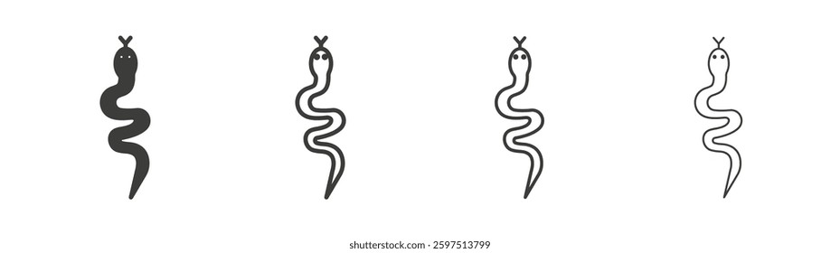 Snake vector icon set in black and white color.