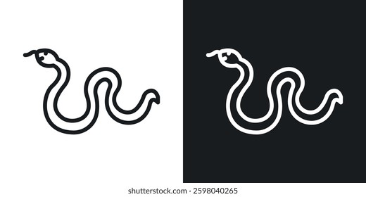 Snake vector icon set in black and white color.