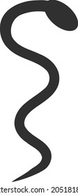 Ilustración vectorial de serpiente. Ilustración plana de diseño icónico de serpiente, aislado en un fondo blanco.