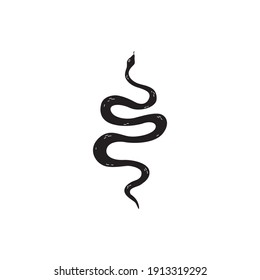 snake vector illustration, flat silhouette, black 