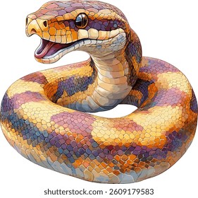 Snake Vector Illustration, Isolated on White Background.