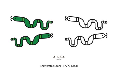Snake vector illustration lineal color and filled design
