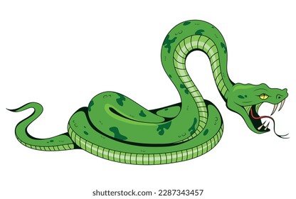 Snake. Vector illustration of tattoo tropical serpent
