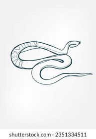 snake vector line art animal wild life single one line hand drawn illustration isolated