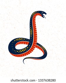 Snake vector logo emblem or tattoo, deadly poison dangerous serpent, venom aggressive predator reptile animal vintage style illustration.