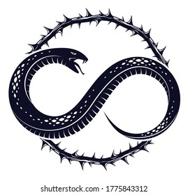 Snake vector logo emblem or tattoo, deadly poison dangerous serpent, venom aggressive predator reptile animal vintage style illustration.