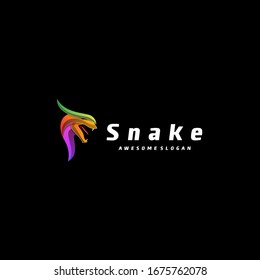 Snake Vector Logo Illustration. Gradient Colorful Style.