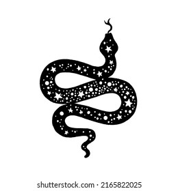 Snake vector. Mystic silhouette illustration. Magic snake icon logo. Boho serpent art. Esoteric black occult tattoo. Outline mystic design. Celestial sun boa symbol. Alchemy astrology tattoo print