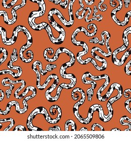 Snake vector pattern. Seamless illustration of snakes blank for designer, textile