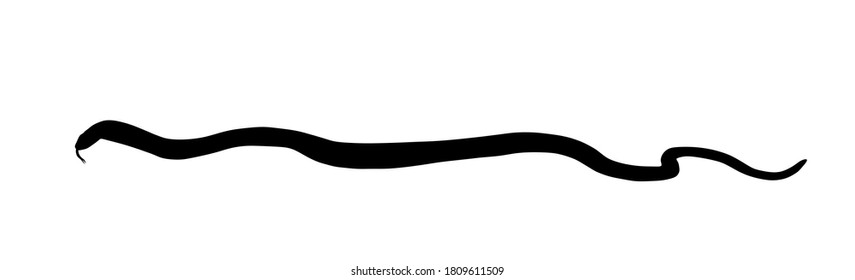 Snake vector silhouette isolated on white background. Black serpent tattoo. Poison snake symbol. Deadly venom, symbol of medicine or pharmacy.