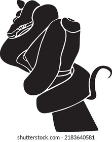 Snake Vector Stencil, Black and White