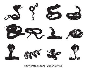 Snake Vectors and Illustrations.Snake Vector Art, Icons, and Graphics.Vector Snake Silhouette Isolated On A White Background