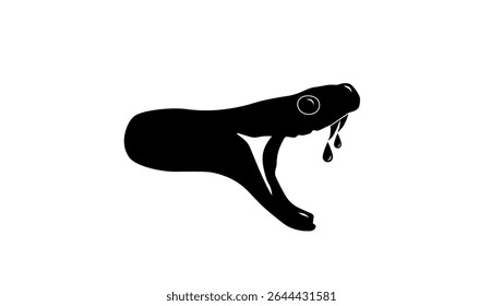 Símbolo de veneno de cobra, silhueta isolada preta