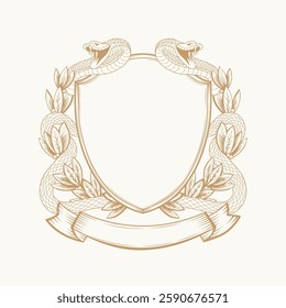 Snake Vintage Crest , Vintage Frame Graphics Vector Art  Graphics ,Vintage hand drawn frame Royalty, Vintage, Beautiful Flowers, Frame, Royalty,Wedding Crest