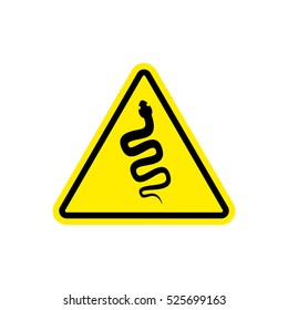 Snake Warning sign yellow. Venomous serpent Hazard attention symbol. Danger road emblem triangle reptile
