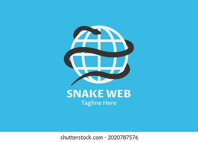 snake and web logo on light blue background