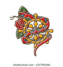 Snake With Wheel Navigation And Rose