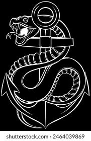 Snake in white line on black background