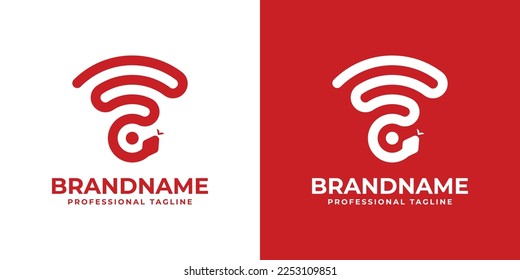 Snake Wifi Logo, suitable for any business related to snake and wifi.