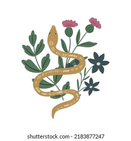 Snake Wildflowers Clipart Vector Illustration Mystical Stock Vector ...