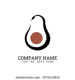 Snake wrapped around the avocado fruit shape for logo or symbol.