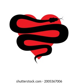 Snake wrapped around   heart shape  Icon  symbol   logo 