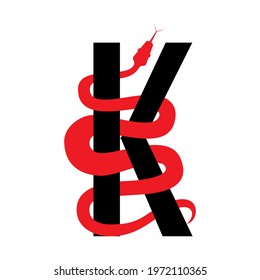 Snake wrapped around the letter K for an initial logo  symbol brand identity 