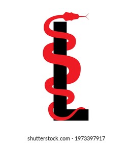 Snake wrapped around the letter L for an initial logo, symbol, and brand identity.