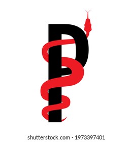 Snake wrapped around the letter P for an initial logo, symbol, and brand identity.