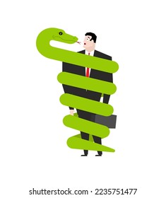 Snake wrapped around man  Vector illustration