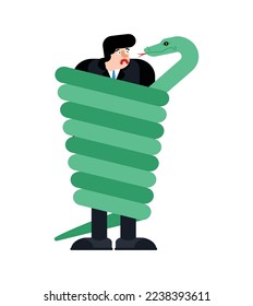 Snake wrapped around man  Vector illustration