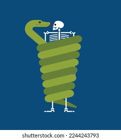 Snake wrapped around skeleton  Vector illustration