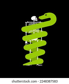 Snake wrapped around skeleton  Vector illustration