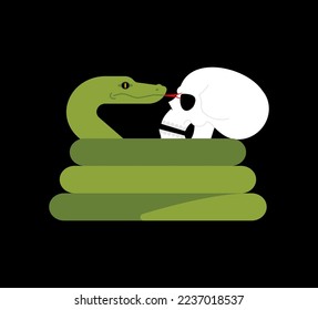 Snake wrapped around skull  Snake   skeleton  Vector illustration
