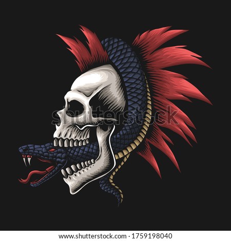 snake wrapped around skull vector illustration for your company or brand