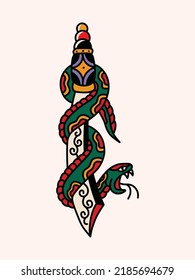 Snake wrapped around a sword. 