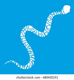 Snake wriggling icon white isolated on blue background vector illustration