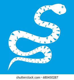 Snake wriggling icon white isolated on blue background vector illustration