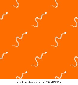 Snake wriggling pattern repeat seamless in orange color for any design. Vector geometric illustration