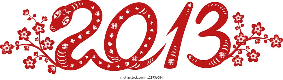 Snake year 2013. Chinese zodiac symbol.