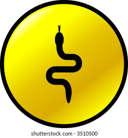 snake yellow round button