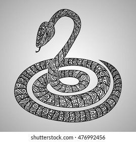 snake zodiac artistic ornament black in white