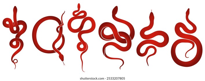 Diseño de Vector del grupo del zodiaco de la serpiente para el año nuevo chino