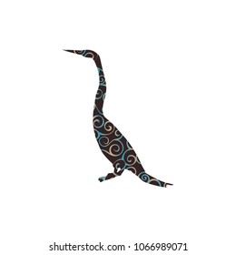 Snakebird anhinga bird spiral pattern color silhouette animal