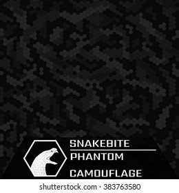 Snakebite. Phantom. Texture of black camouflage. Seamless Pattern. svg