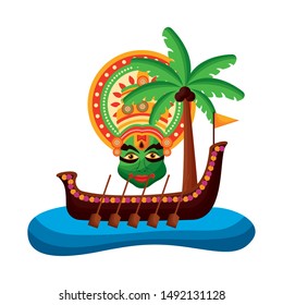 Snakeboat design, Onam festival celebration culture traditional india and holiday theme Vector illustration