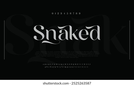 Snaked Luxury alphabet letters font. Typography elegant wedding classic lettering serif fonts decorative vintage retro concept.