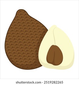 Snakefruit icon isolated vector illustration, peel Snakefruit, sweet fruits, brown fruit and a bunch of Snakefruit, tropical fruits, Snakefruit snacks or vegetarian nutrition, Salak, buah
