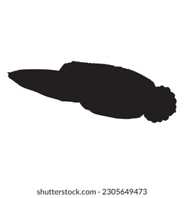 snakehead fish silhouette black isolated with white background