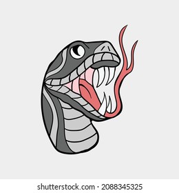 Snakel black and white illustration print on tshirts sweatshirts and souvenirs Premium Vector